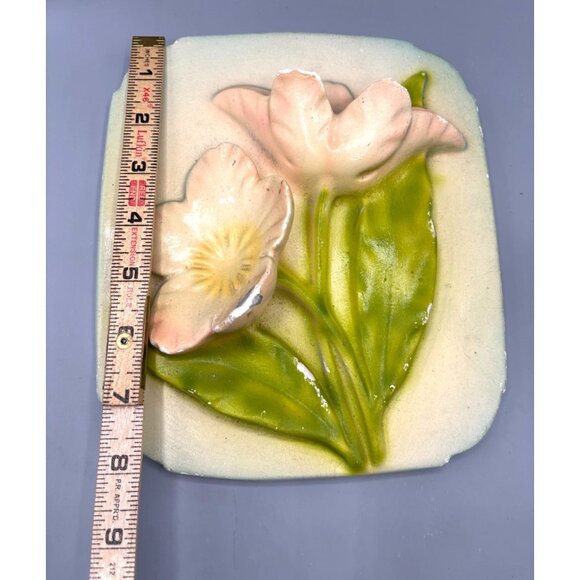 Vtg Ceramic Flower Wall Plaque Plaster Chalkware‎ Decor Cottagecore - Picture 5 of 7